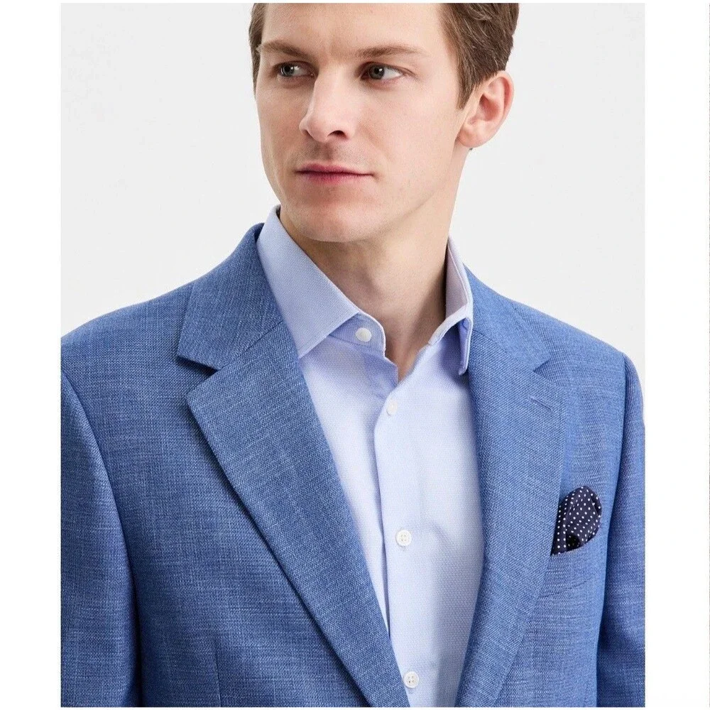 $295 NEW NAUTICA Mens 44R Solid Blue Modern Fit Blazer Sport Coat Suit Jacket